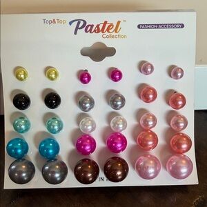 Pastel Collection Multi-Color Pearl Stud Earring Set
